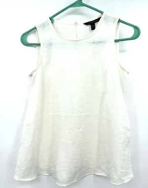 Banana Republic size XXS petite white semi sheer tank top‎ sleeveless blouse thumbnail 1