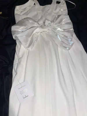 Lulus Dress White Maxi backless pearl bow thumbnail 6