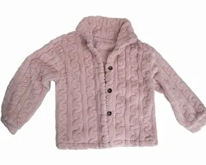 Women's Pink Sherpa Fleece Style Long Sleeve Lounge Bed Jacket Size M #260395 thumbnail 1