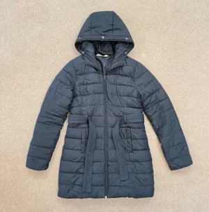 Hollister Y2K Winter Filled Puffer Coat Zip Front Hooded Belted Black Medium thumbnail 1