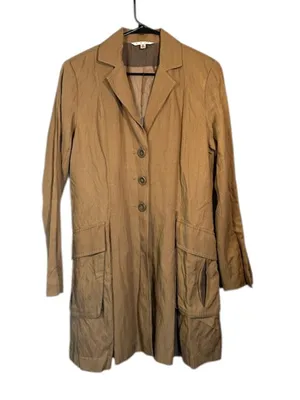 CAbi Beige Cotton Blend 3 Button Front Deep Pockets Lined Coat Women Sz M thumbnail 1