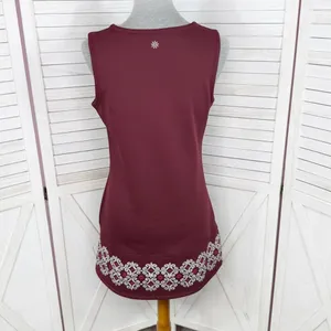 Athleta Sleeveless Tunic Fleece‎ Lined Scuba Knit Dress Maroon Small thumbnail 4
