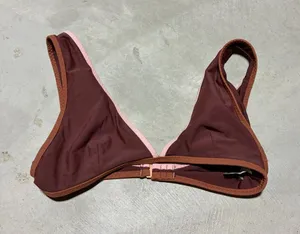 Aerie scoop Triangle swim top bikini with Pink Trim small thumbnail 1