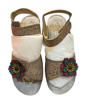 L'Artiste "Cuteness" leather wedge sandals gray multi Size 38 US 7.5‎ thumbnail 1