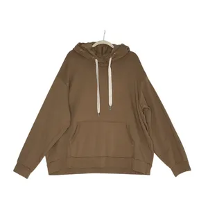 NSF Distressed Terry Hoodie Sz L Brown Oversize Chunky Cozy Boho Trendy Made USA thumbnail 2