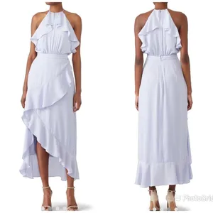THE JETSET DIARIES‎ Purple Satin Midi Skirt Draped Ruffle Thigh Slit Large New thumbnail 17
