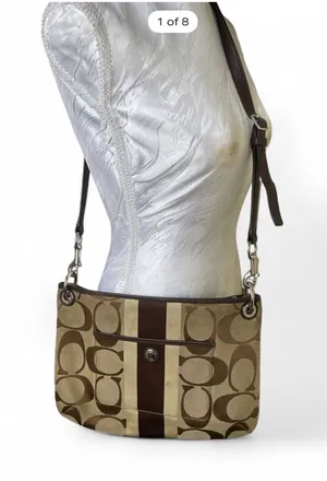 Coach Khaki and Brown Signature Canvas Crossbody Bag thumbnail 1