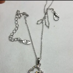 Silver Heart Diamond Pendant Necklace thumbnail 4