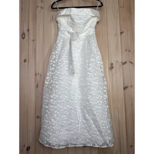 NWT Lulus Enviable Grace White Burnout Strapless Belted Midi Dress Wedding Sz L thumbnail 2
