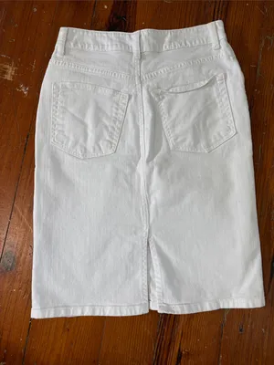 Garnet Hill White Denim Pencil Skirt Size 00 thumbnail 6