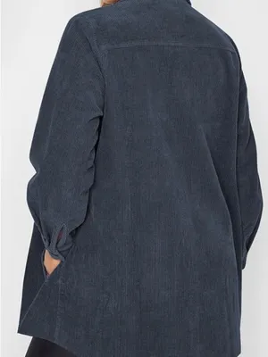 Eytino Women's Plus Size Long Sleeve Button Down Navy Blue Corduroy Jacket NEW thumbnail 3