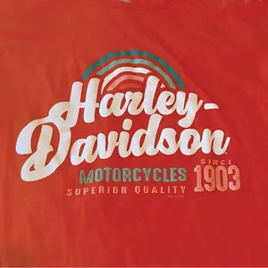 Harley Davidson Barnett El Paso Texas Women SZ Medium Orange‎ Short Sleeve Shirt thumbnail 2