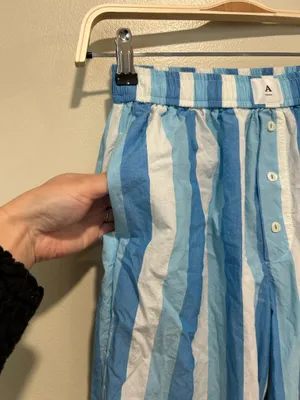 Anthropologie blue and white striped pajama pants thumbnail 3