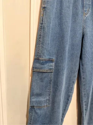 NWT Vanilla Star Size L 12-14 Ultra Cozy Pull On Stretch Denim Cargo Jeans Pants thumbnail 3