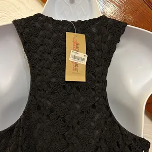 NWT American Rag Maxi Dress Womens Black Lace Racerback‎ Sheer Hem Slit Small thumbnail 6