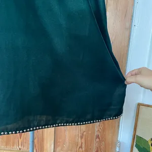 NWT NBDxRevolve Lourdes Green Velvet High Neck Beaded Open Back Mini Dress~ L🧡🎀 thumbnail 6