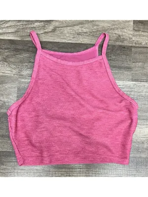Beach Riot Sport Cropped Tank Top Small Pink Ribbed Built In Bra Beach Anna thumbnail 2