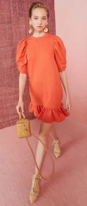Ulla Johnson Landry Orange (Chili ) Puff Sleeve Cotton Fall Mini Dress Small thumbnail 1