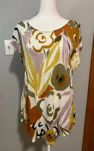 Rachel Zoe 100% linen‎ cap sleeve shirt tail top size M BIN P thumbnail 1