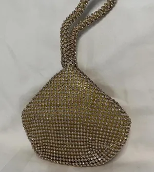 Vintage Vibe Triangle Rhinestone Evening Handbag Clutch Gold thumbnail 1