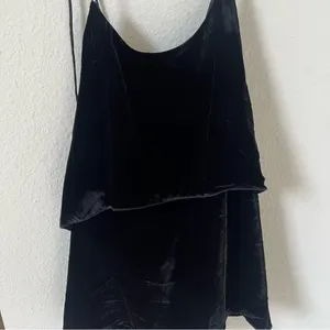 Alice + Olivia Marybeth Velvet Layer Halter Neck Tank Top in Black thumbnail 4