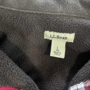 LL Bean Pink Plaid‎ Fleece Lined Flannel Shirt Jacket Shacket Size LARGE thumbnail 9