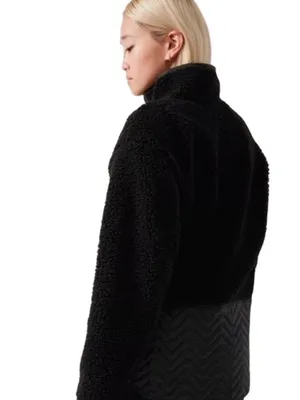 Athleta Black Sherpa Snap Pullover Jacket Fleece‎ Small Warm Sweatshirt thumbnail 2