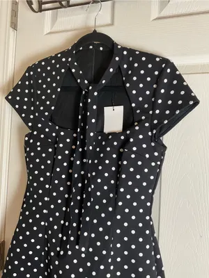Zara Black White Polka Dot Cutout Neck Short Sleeve Skort Romper Dress Size M thumbnail 5