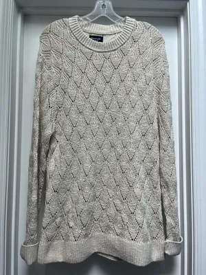 Abercrombie Men’s Tan Crocheted Sweater thumbnail 1
