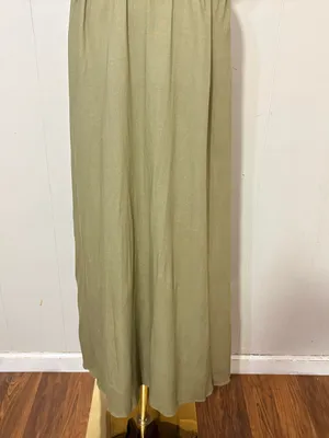 VICI Olive Green Halter Cutout Maxi Dress Linen Blend Open Back Size Large thumbnail 3