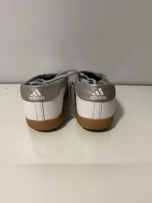 adidas White and Silver Lace-Up Ballet-Style Sneakers thumbnail 4