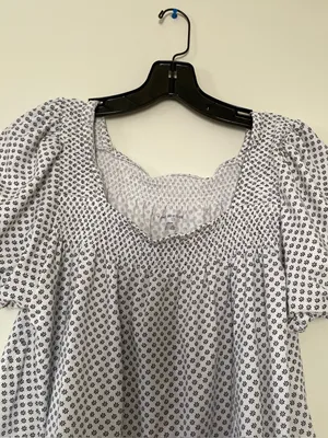 Tommy Hilfiger Floral Puff Sleeve Peasant Top Medium White Cottagecore Feminine thumbnail 3