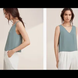 Aritzia Babaton Murphy Sleeveless Teal Blue Blouse thumbnail 5