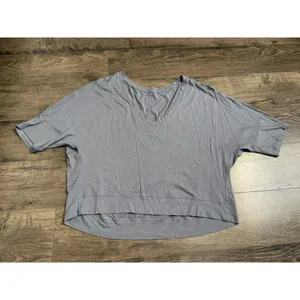 EUC LULULEMON Ambleside V Shirt Top Athletic Gym Deep V Grey oversized size 6‎ thumbnail 2
