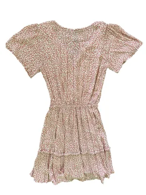 Abercrombie & Fitch Easy Waist Tiered Mini Dress Womens Size XS Pink Cottagecore thumbnail 3