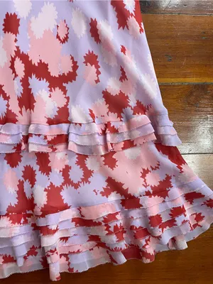 Anthropologie Deletta Silk Floral Y2K Whimsical Midi Dress Sz 8 💛🎀 thumbnail 8