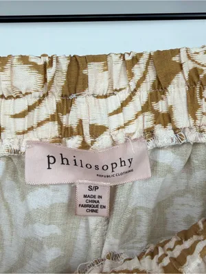 Philosophy Republic Floral Wide Leg Pull-On Pants S NWT Tan Cream thumbnail 7
