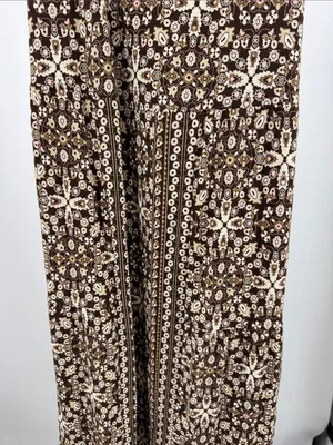 J. Jill Brown Cream Floral-Print Maxi Dress cross back casual boho layering L thumbnail 8
