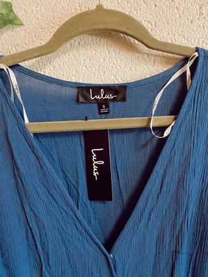 Lulus nwt heart of marigold denim blue wrap maxi dress thumbnail 7