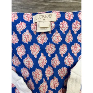 J. Crew Blue Pink Paisley Floral Tunic Top Large Boho Split Neck 3/4 Sleeve thumbnail 5