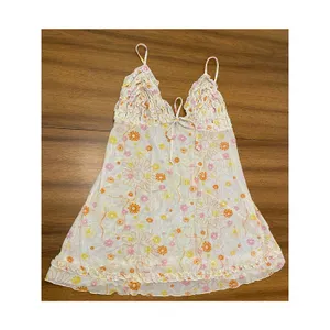 Ilusion Ruffle Bust‎ 70s Floral Babydoll Slip Night Dress Adjustable Straps Med thumbnail 7
