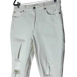 Abercrombie & Fitch Skinny High Rise White Distressed Jeans Size 30 / 10 Short thumbnail 2
