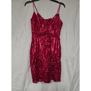 B. Darlin' Solid Red Sequin Spaghetti Strap Short Homecoming Dress 3/4 thumbnail 4