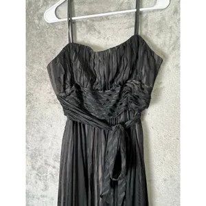 BCBGMaxAzria‎ Black Silk Strapless Maxi Gown Minimalist Formal Gala Dress 12 thumbnail 2
