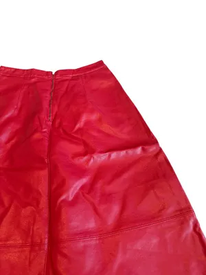 Eri + Ali Red Faux Leather Skirt Vegan Party Bold Cocktail Size 6 Women's thumbnail 12