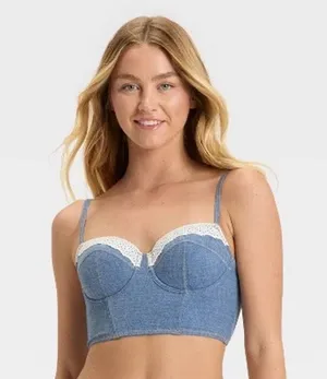 Colsie NWT Women's Denim Blue Corset Size L thumbnail 1