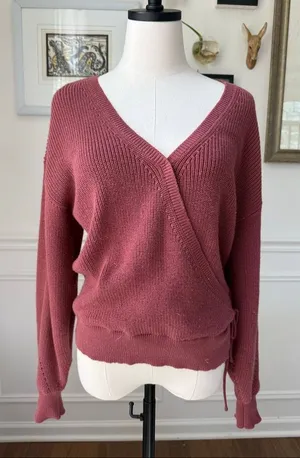 Gentle Fawn Balletcore Mauve Tulip Pink Crossfront Sweater L thumbnail 1