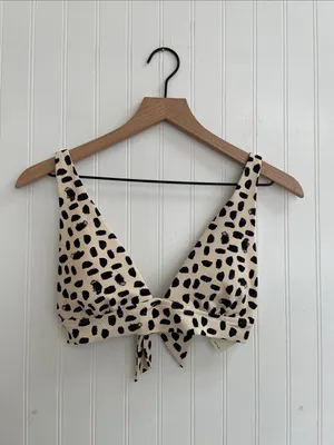 AERIE Pique Triangle Tie Back Bikini Swim Top Abstract Dot Size S NWT thumbnail 4