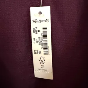 Madewell Waffle Knit Relaxed V-Neck Top Women's‎ M Black Iris Preppy Minimalist thumbnail 4