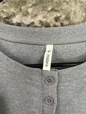 NWT Halara Gray Relaxed Fit Henley with thumb holes size xs thumbnail 5